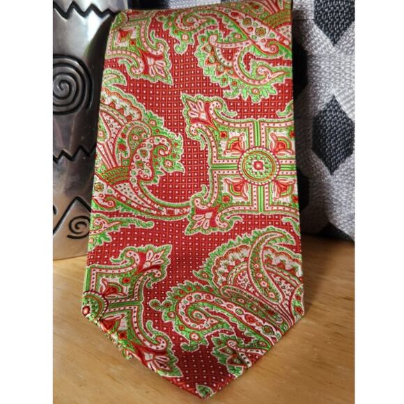 Verse 9 IX Maurizio $100 Red Paisley Silk Tie Designer Maximalist Chic - Picture 2 of 7